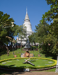 Image showing The park at Wat Phnom in Cambodia