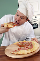 Image showing Chef and pizza