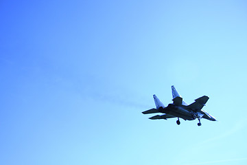 Image showing airplane on the blue sky 