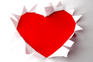 Image showing red heart in the white paper