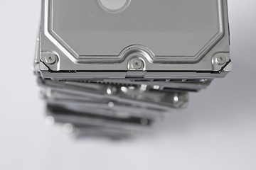 Image showing Stack of hard drives