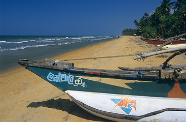 Image showing Local boats Kalutara  beach Sri Lanka