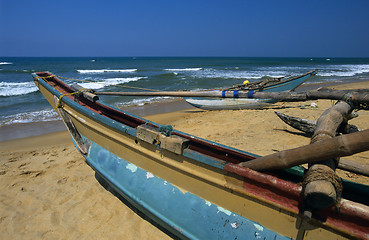 Image showing Local boats Kalutara  beach Sri Lanka