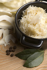 Image showing Fresh pickled cabbage - traditional polish sauerkraut