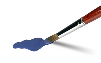 Image showing brush tip and blue paint