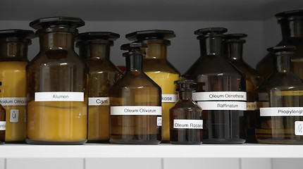 Image showing chemicals in glass bottles