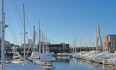 Image showing Boston harbour in sunny ambiance