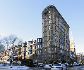 Image showing Boston street scenery at winter time