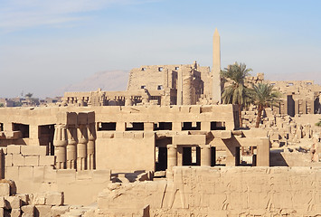 Image showing sunny illuminated Precinct of Amun-Re in Egypt