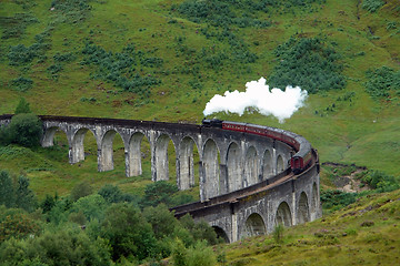 Image showing Glenfinnan Viaduct and steam train