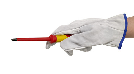 Image showing gloved hand with screwdriver