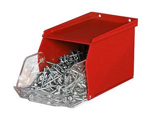 Image showing red plastic screw box