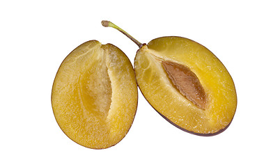 Image showing halved sapful plum