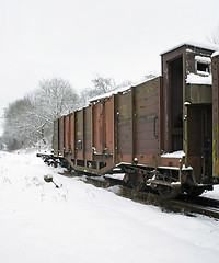 Image showing old railway car at winter time