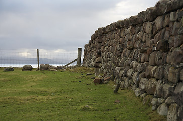 Image showing dry stone wall and fence in Scotland