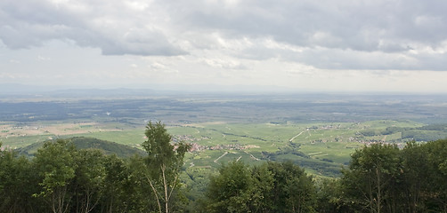 Image showing cloudy aerial view near Haut-Koenigsbourg Castle