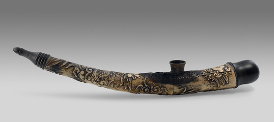 Image showing carved exotic pipe made of horn