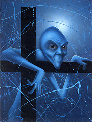 Image showing Doubt of a blue gnome