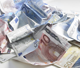 Image showing crumbled euro banknotes