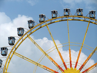 Image showing detail of a colorful big wheel