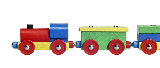 Image showing sideways wooden toy train