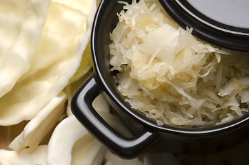 Image showing Fresh pickled cabbage - traditional polish sauerkraut