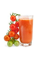 Image showing Juice tomato in glass with a cherry