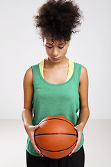 Image showing Woman with basketball