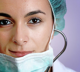 Image showing Young doctor with stethoscope.