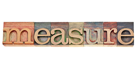 Image showing measure - word in letterpress type