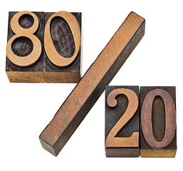 Image showing Pareto principle in letterpress type