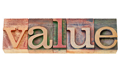 Image showing value word in letterpress type