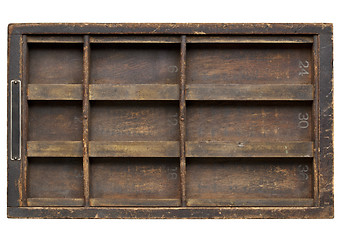 Image showing vintage grunge wood printer drawer