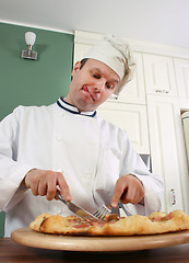 Image showing Chef and pizza