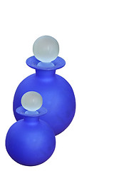 Image showing two glass round blue bottles