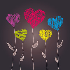 Image showing Abstract heart flowers