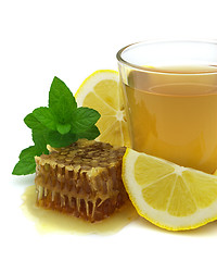 Image showing Tea with honey and lemon