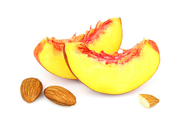 Image showing Almonds kernel with slices of peach