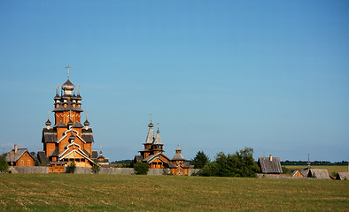 Image showing Village with a wooden church