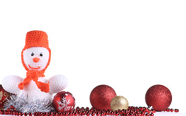 Image showing Funny snowman at the white background