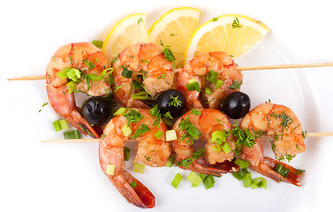 Image showing Barbecue with Tiger Prawns