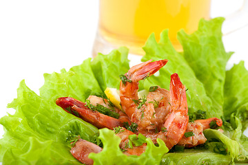 Image showing Plate with Tiger Prawns