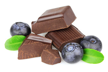 Image showing Chocolate candy with blueberry