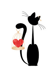 Image showing Cat and heart
