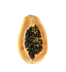 Image showing Papaya fruit sliced on half isolated