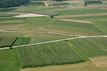 Image showing Meadows and fields. Aerial image