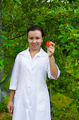 Image showing Happy smiling doctor with apple