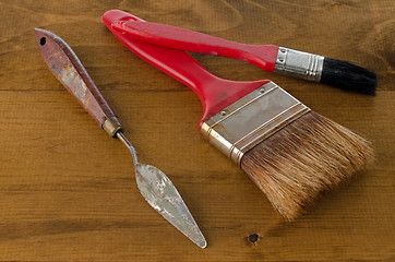 Image showing Art brushes and spatula