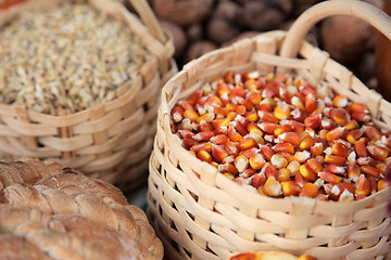 Image showing Basket with wheat and maize