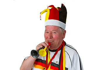 Image showing Senior soccer fan